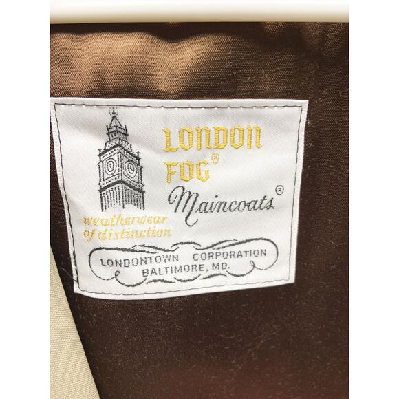 London Fog Maincoats Beige Khaki Tan Trench Coat Clipper Collar Size 46 - Picture 4 of 9